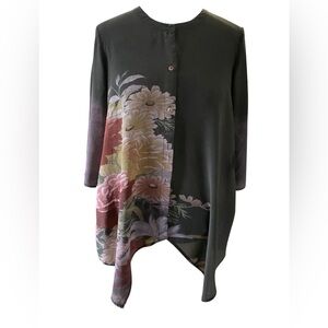 Floral Asymmetrical Women’s Silk Top